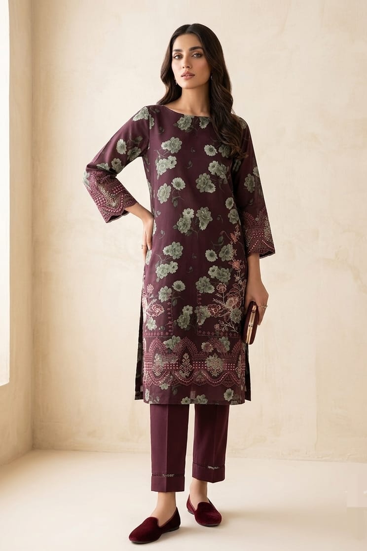 Designer Unstitched Embroidered ST Lawn 2pc