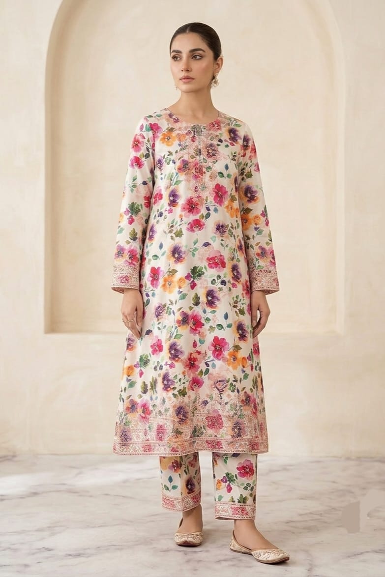 Designer Unstitched Embroidered ST Lawn 2pc