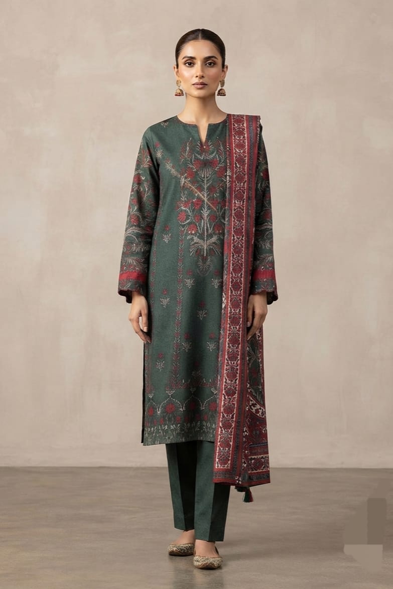 J. Unstitched Printed Lawn 3pc