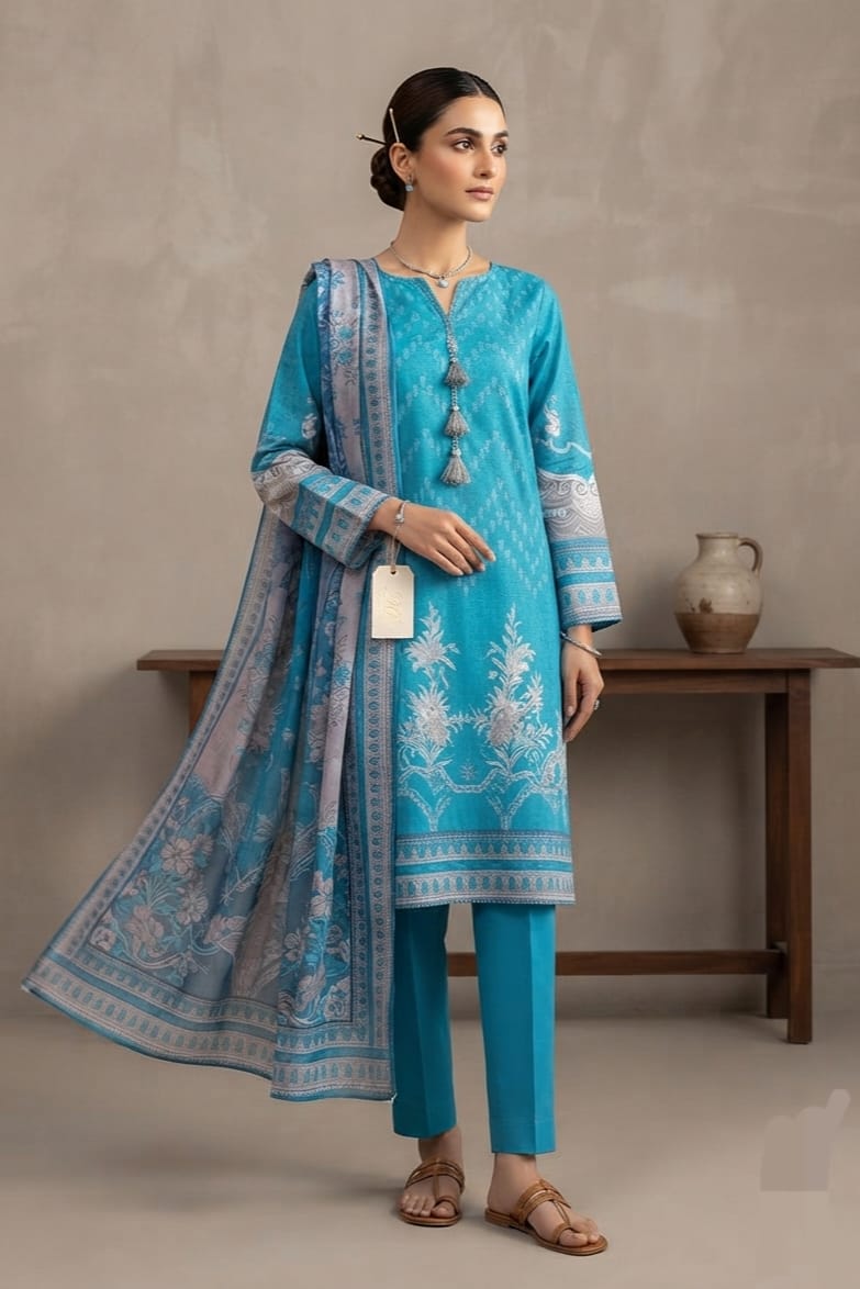 J. Unstitched Printed Lawn 3pc