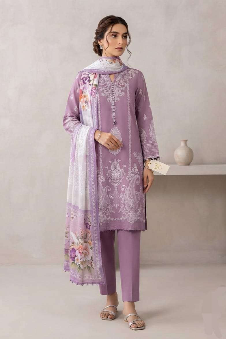 J. Unstitched Printed Lawn 3pc