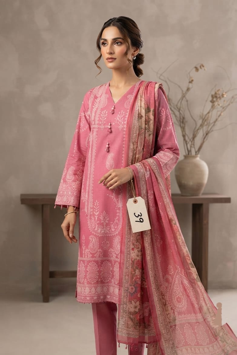J. Unstitched Printed Lawn 3pc