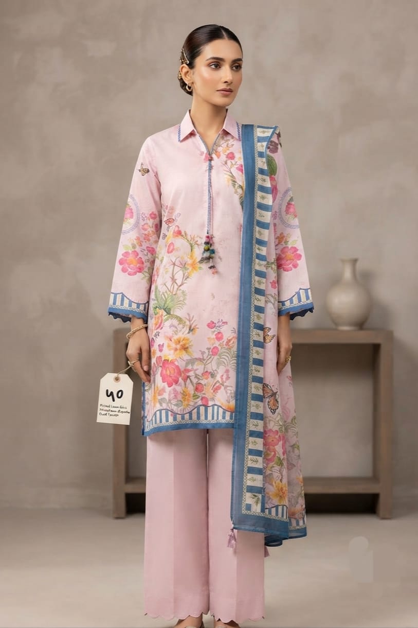 J. Unstitched Printed Lawn 3pc