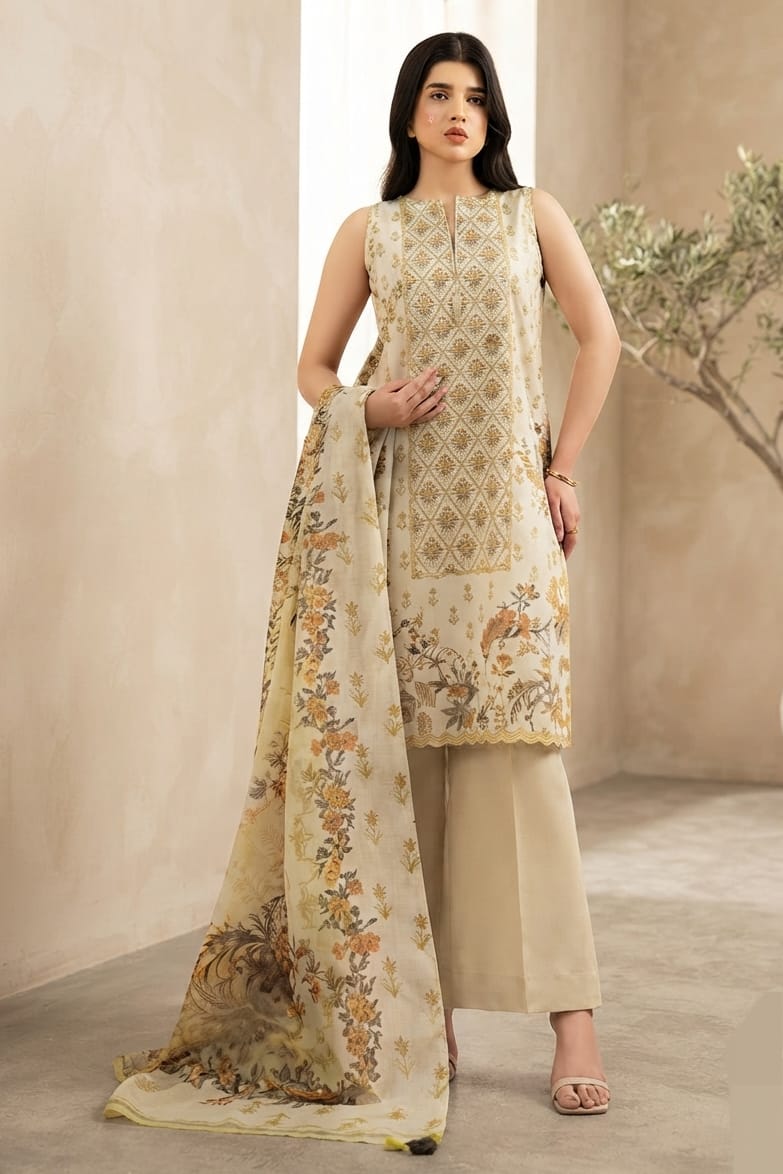 Sapphire Unstitched Printed Lawn 3pc