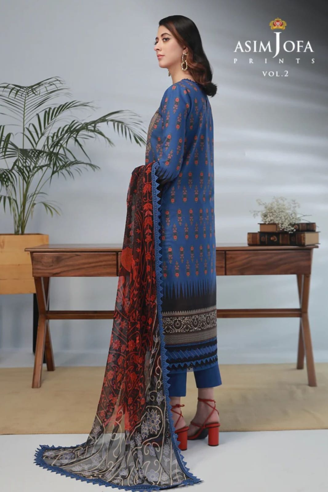 Asim Jofa Unstitched Printed Lawn 3pc