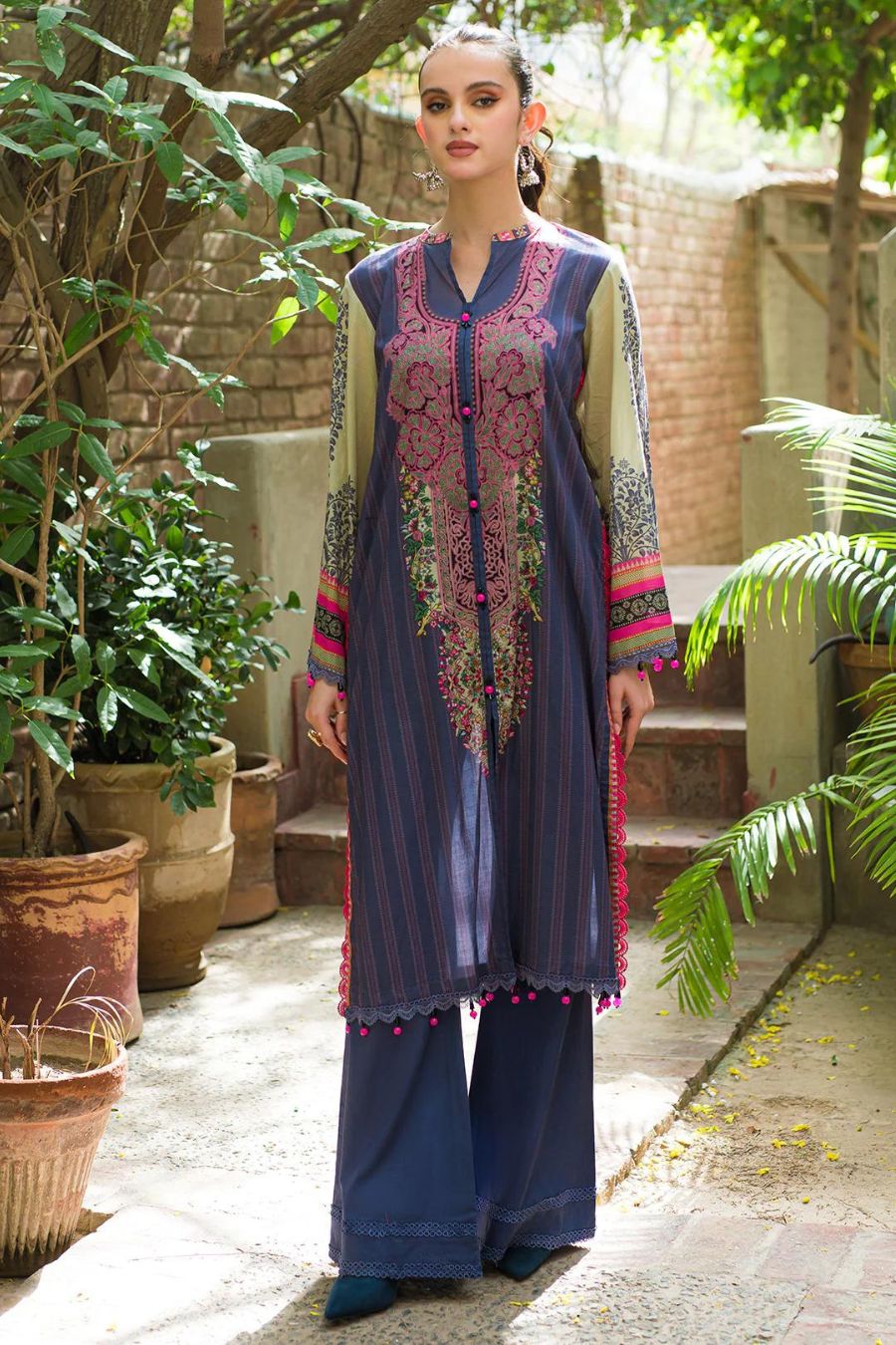 Digital Printed Lawn-Blue-2PC - Branded Cut Pieces