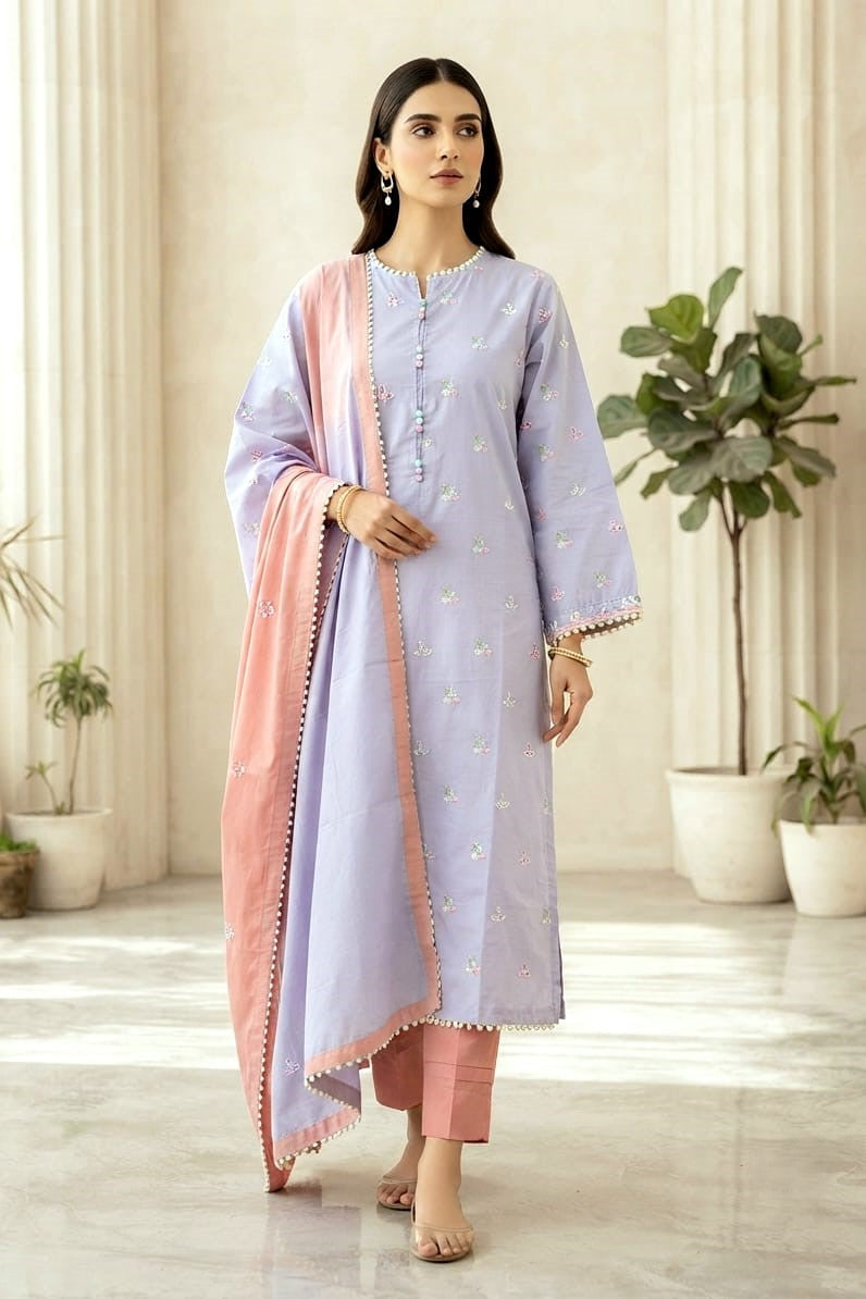 La Reine Stitched Embroidered 3Pc