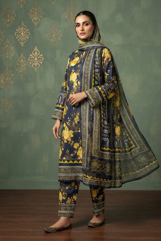 Mix Brand Unstitched Printed Lawn 3pc
