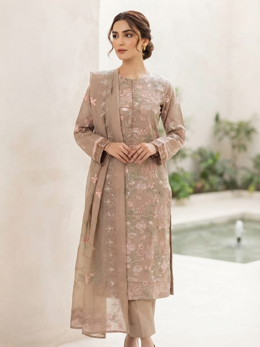 Stylo Stitched Embroidered Lawn Cotton 3pc