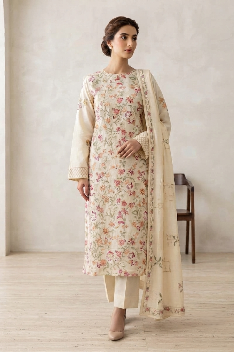 Stylo Stitched Embroidered Lawn Cotton 3pc