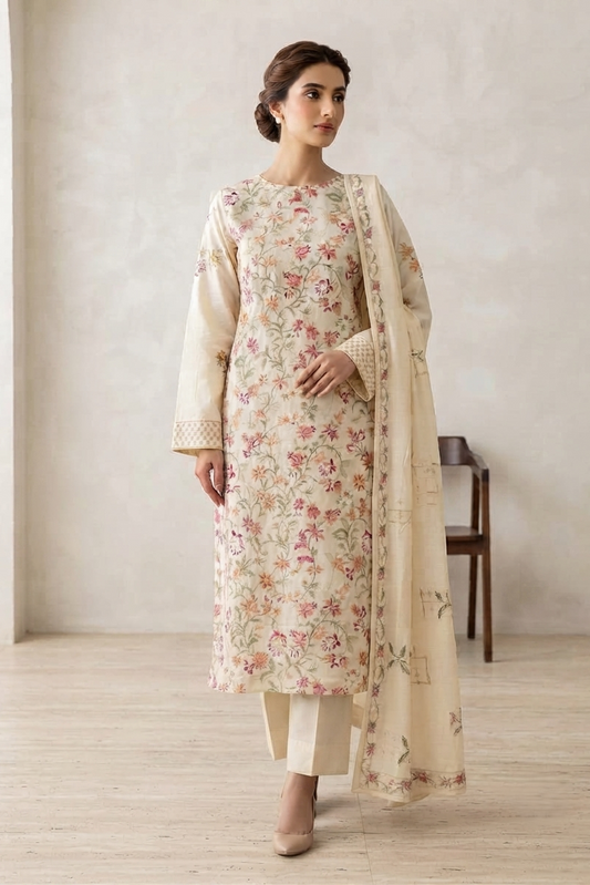Stylo Stitched Embroidered Lawn Cotton 3pc