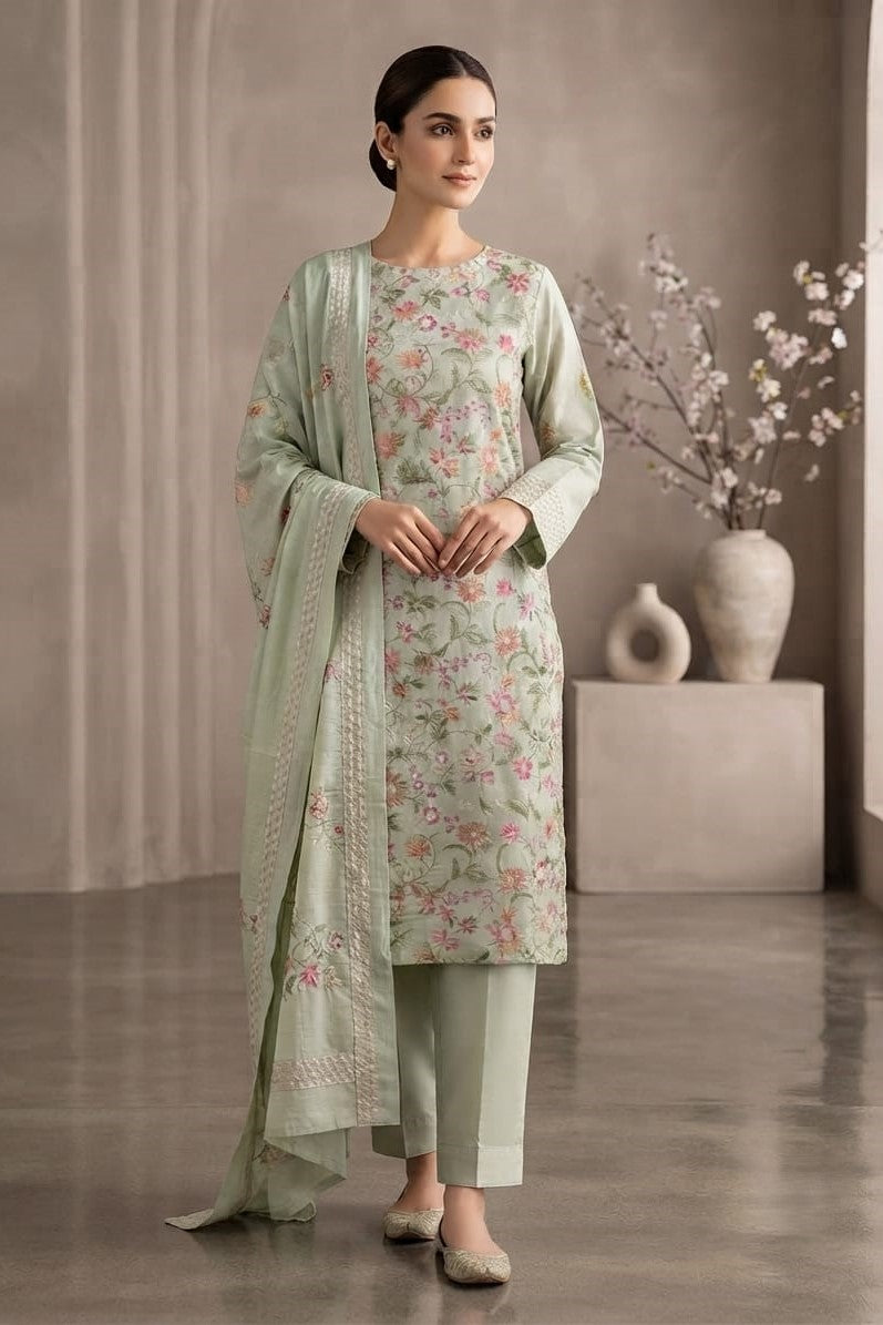 Stylo Stitched Embroidered Lawn Cotton 3pc