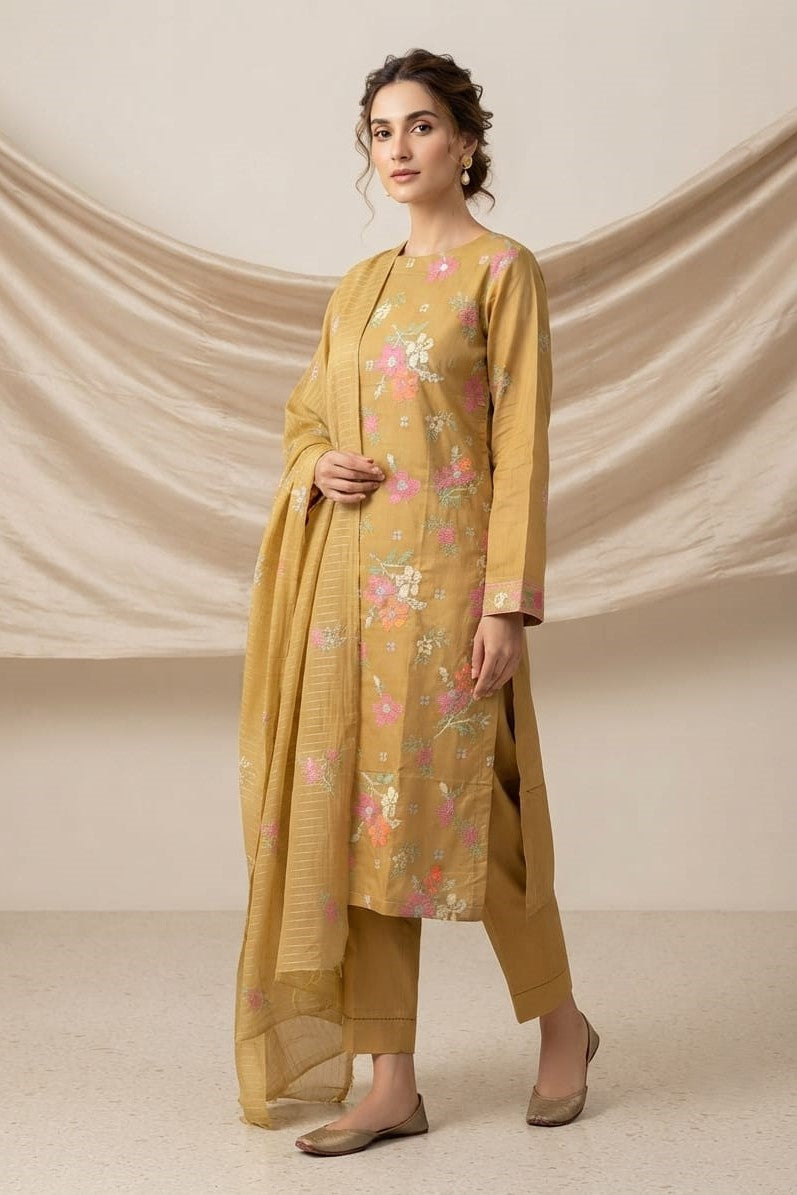 Stylo Stitched Embroidered Lawn Cotton 3pc