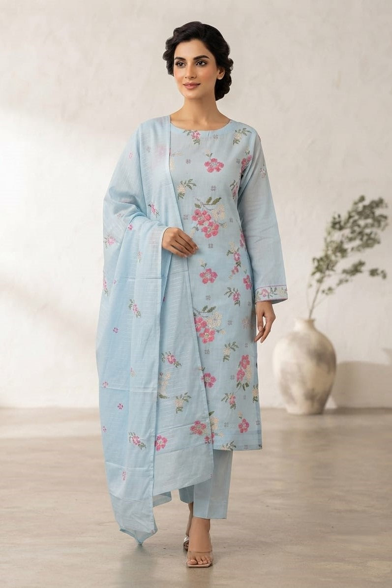 Stylo Stitched Embroidered Lawn Cotton 3pc