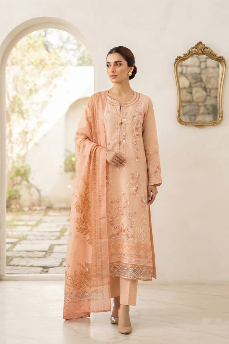 Zellbury Stitched Embroidered Lawn 3pc