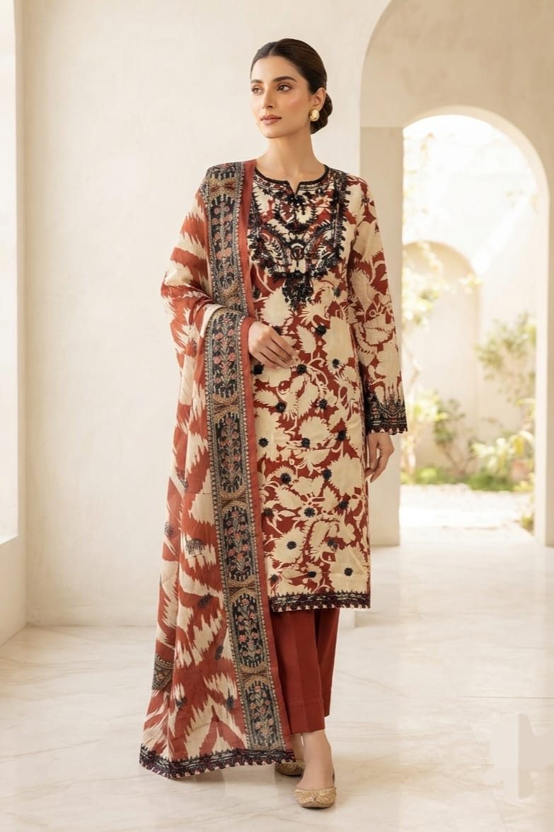 Zellbury Stitched Embroidered Lawn 3pc