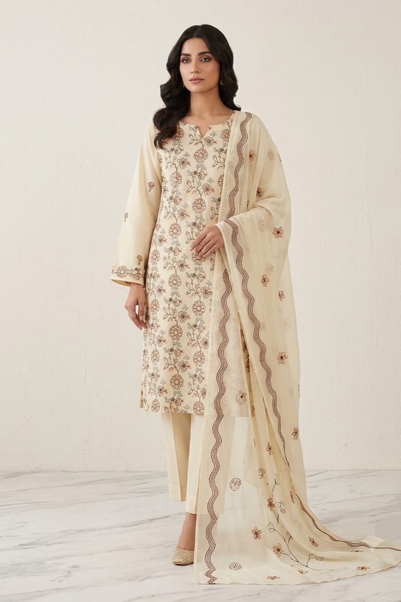 Stylo Stitched Embroidered Lawn Cotton 3pc