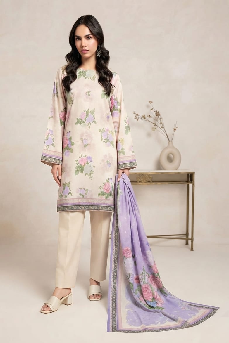 Khaadi Unstitched Printed Cambric 3pc