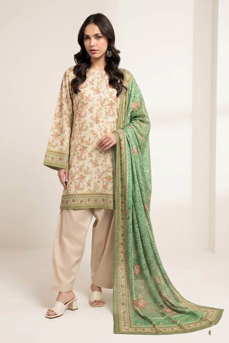 Khaadi Unstitched Printed Cambric 3pc