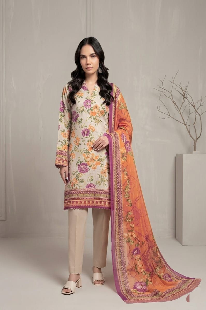 Khaadi Unstitched Printed Cambric 3pc
