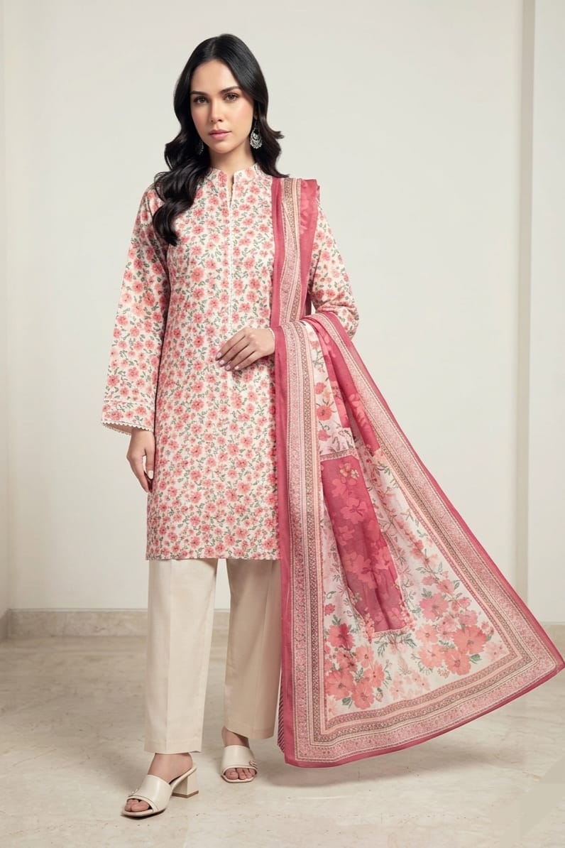 Khaadi Unstitched Printed Cambric 3pc