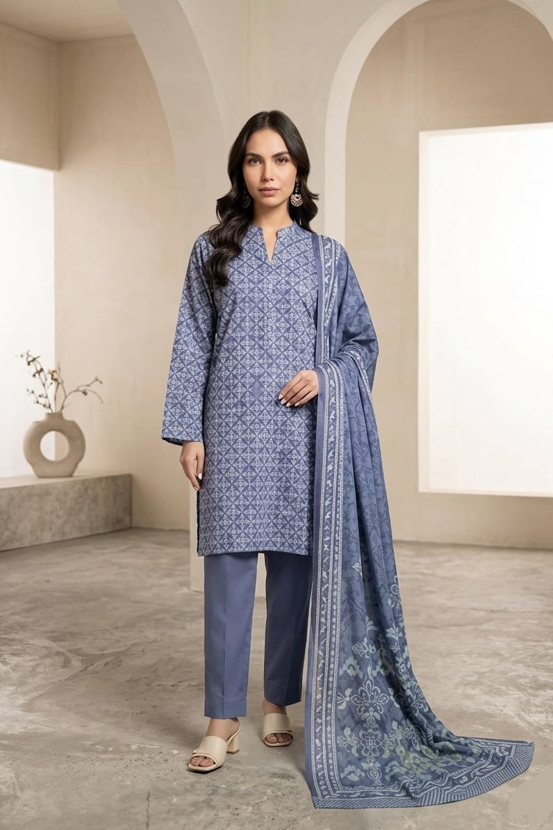 Khaadi Unstitched Printed Cambric 3pc