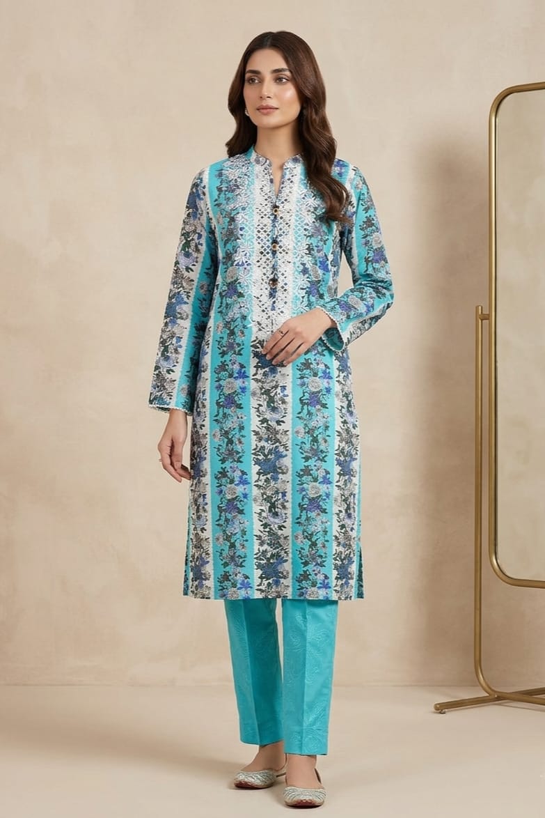 Khaadi Stitched Embroidered Lawn ST 2pc