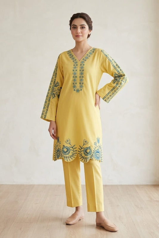 Ethnic Stitched Embroidered Lawn ST 2pc
