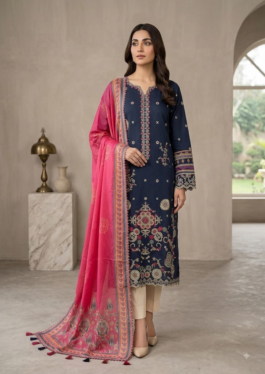 Tawakal Unstitched Embroidered Lawn 3pc