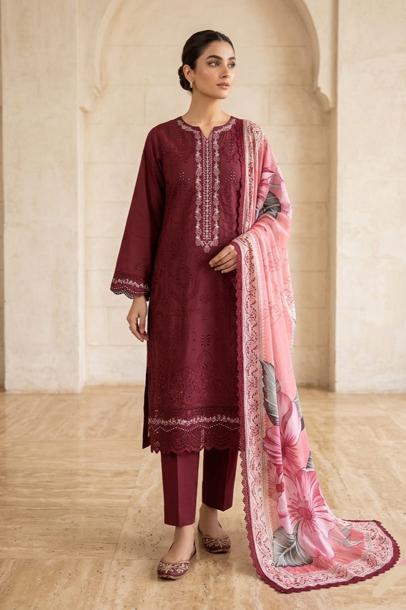 Tawakal Unstitched Embroidered Lawn 3pc