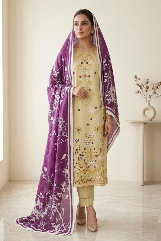 Tawakal Unstitched Embroidered Lawn 3pc