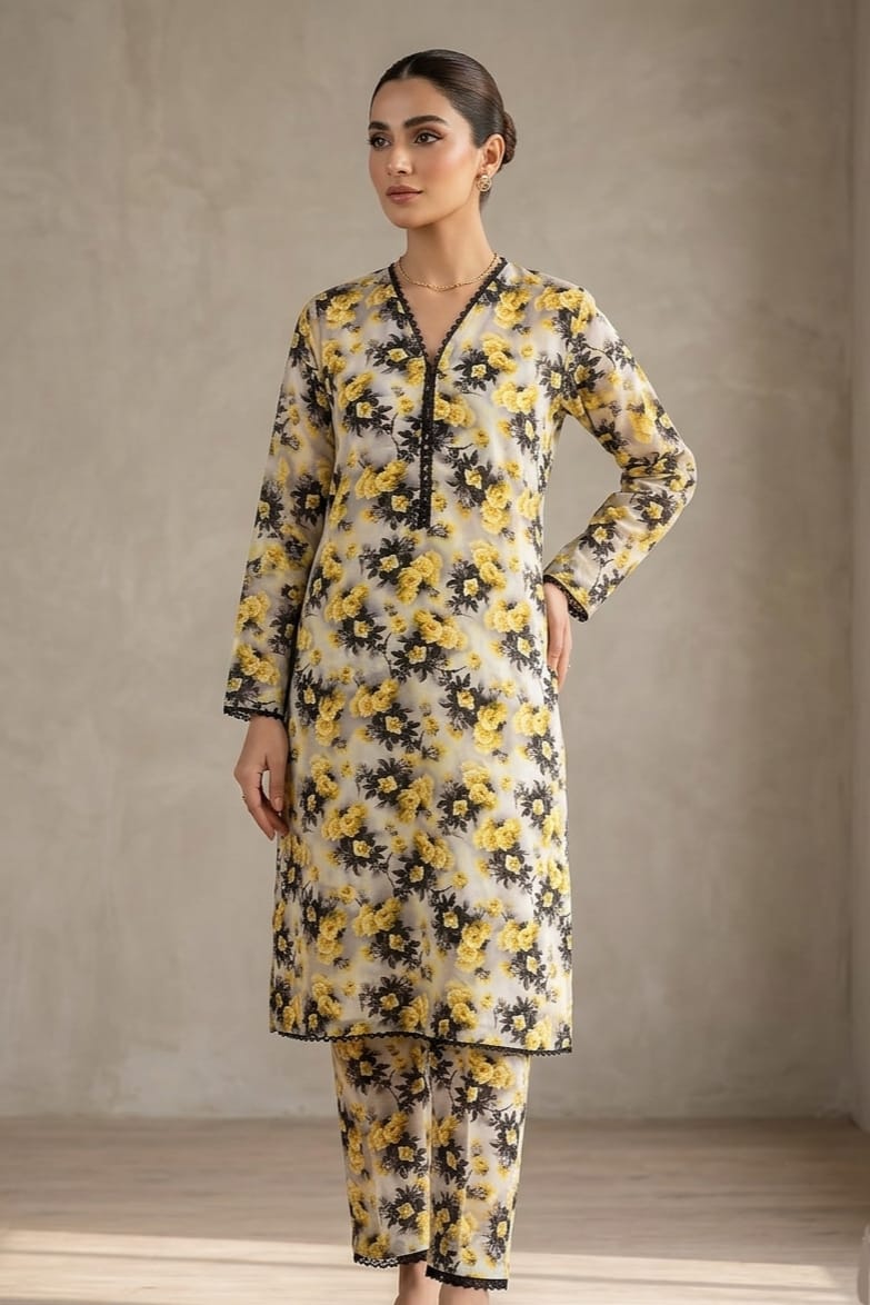 Bin Saeed Stitched Printed Lawn ST 2pc