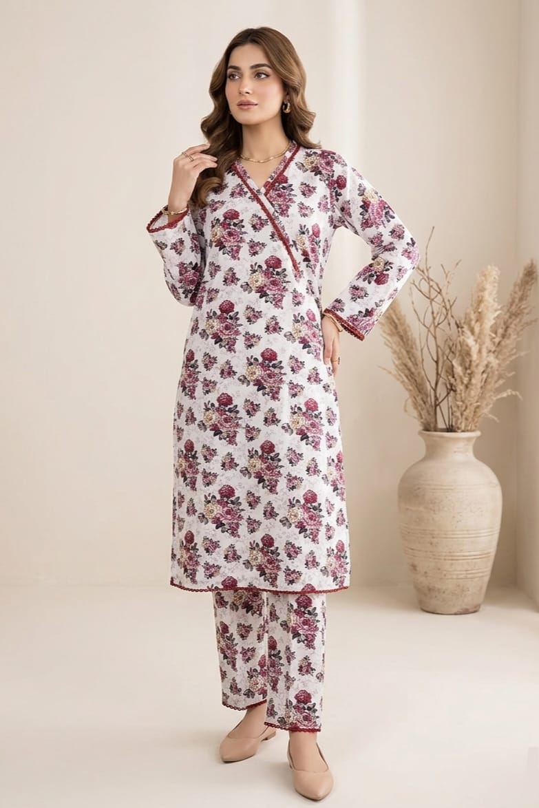 Bin Saeed Stitched Printed Lawn ST 2pc