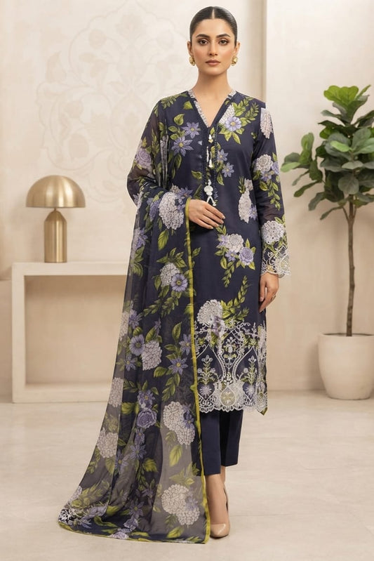 Zahra Noor Stitched Embroidered Lawn 3pc