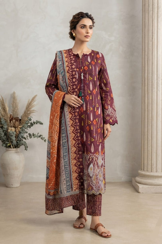 Zahra Noor Stitched Embroidered Lawn 3pc