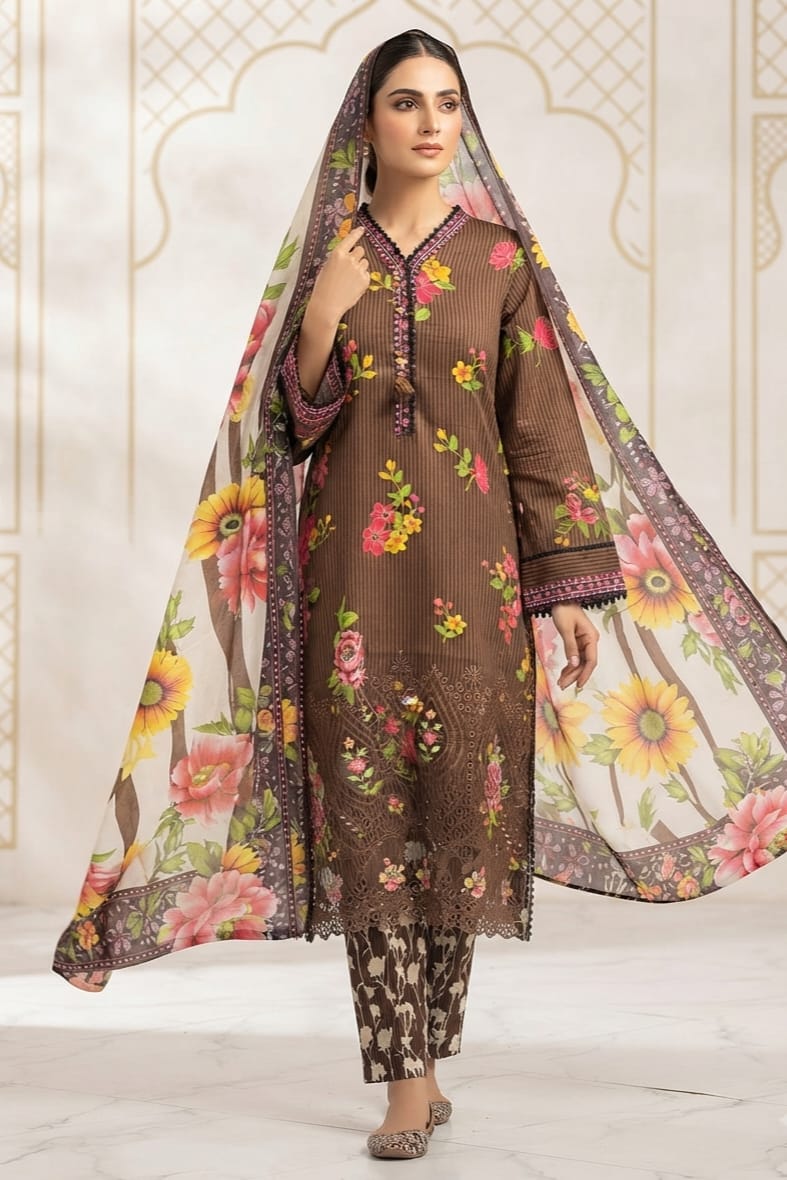 Zahra Noor Stitched Embroidered Lawn 3pc