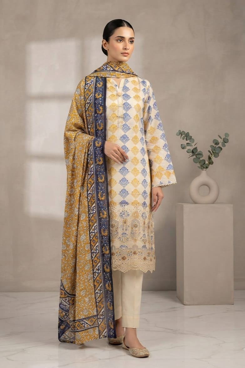 Zahra Noor Stitched Embroidered Lawn 3pc