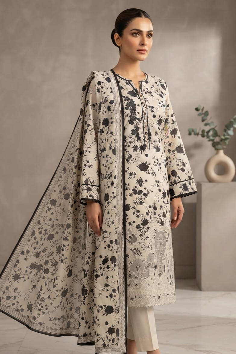 Zahra Noor Stitched Embroidered Lawn 3pc