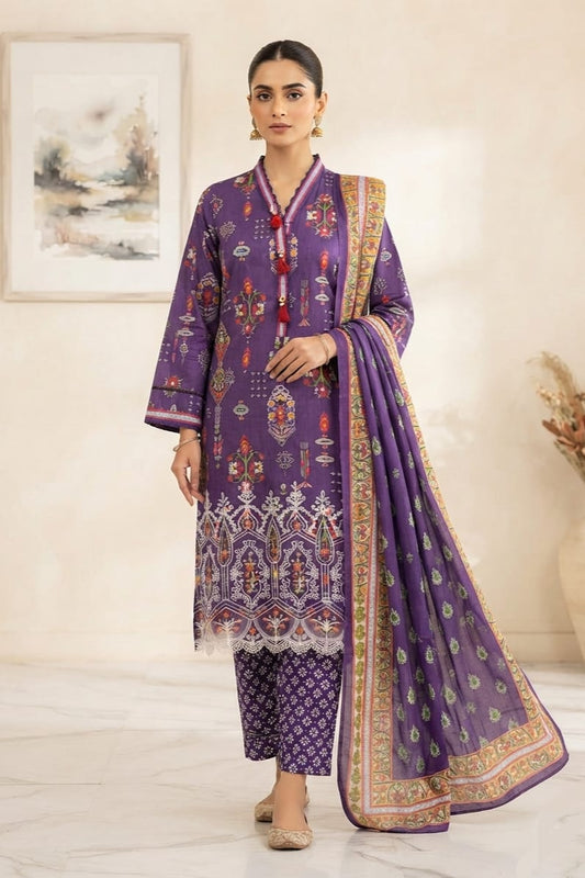 Zahra Noor Stitched Embroidered Lawn 3pc