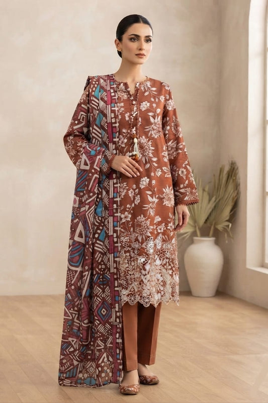 Zahra Noor Stitched Embroidered Lawn 3pc