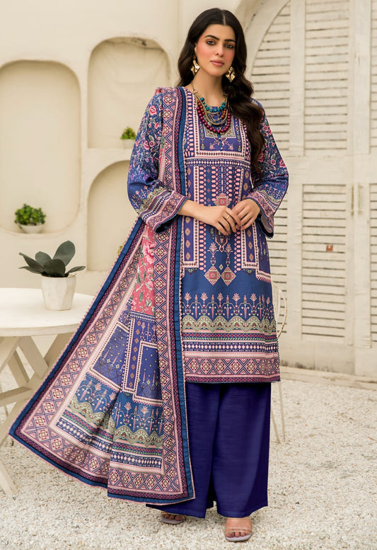 Safa Iman Printed Slub Khaddar 3pc - Branded Cut Pieces