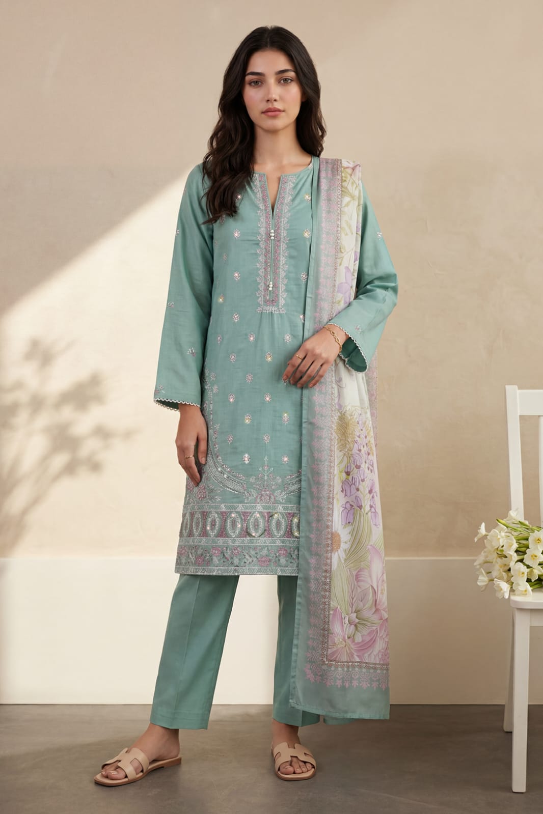 Zellbury Stitched Embroidered Lawn 3pc