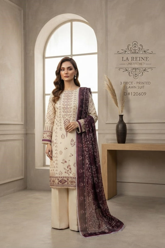 La Reine Unstitched Printed Lawn 3pc