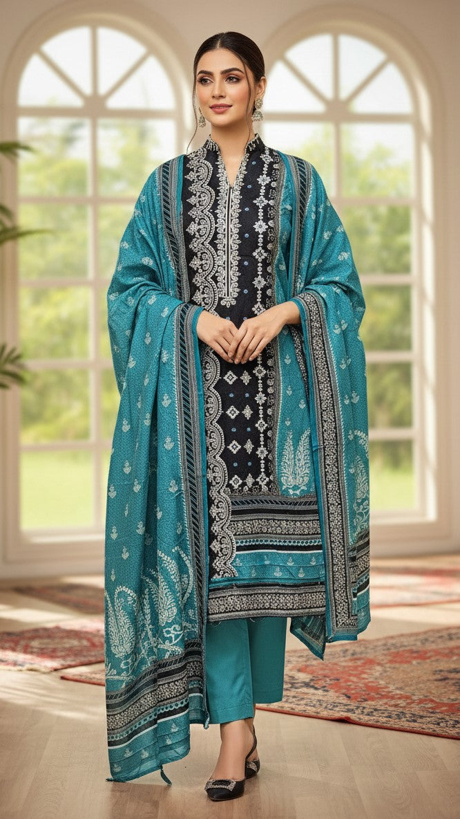 UNSTITCHED EMBROIDERED 3PC COLLECTION BY BIN SAEED By Branded Cut Pieces