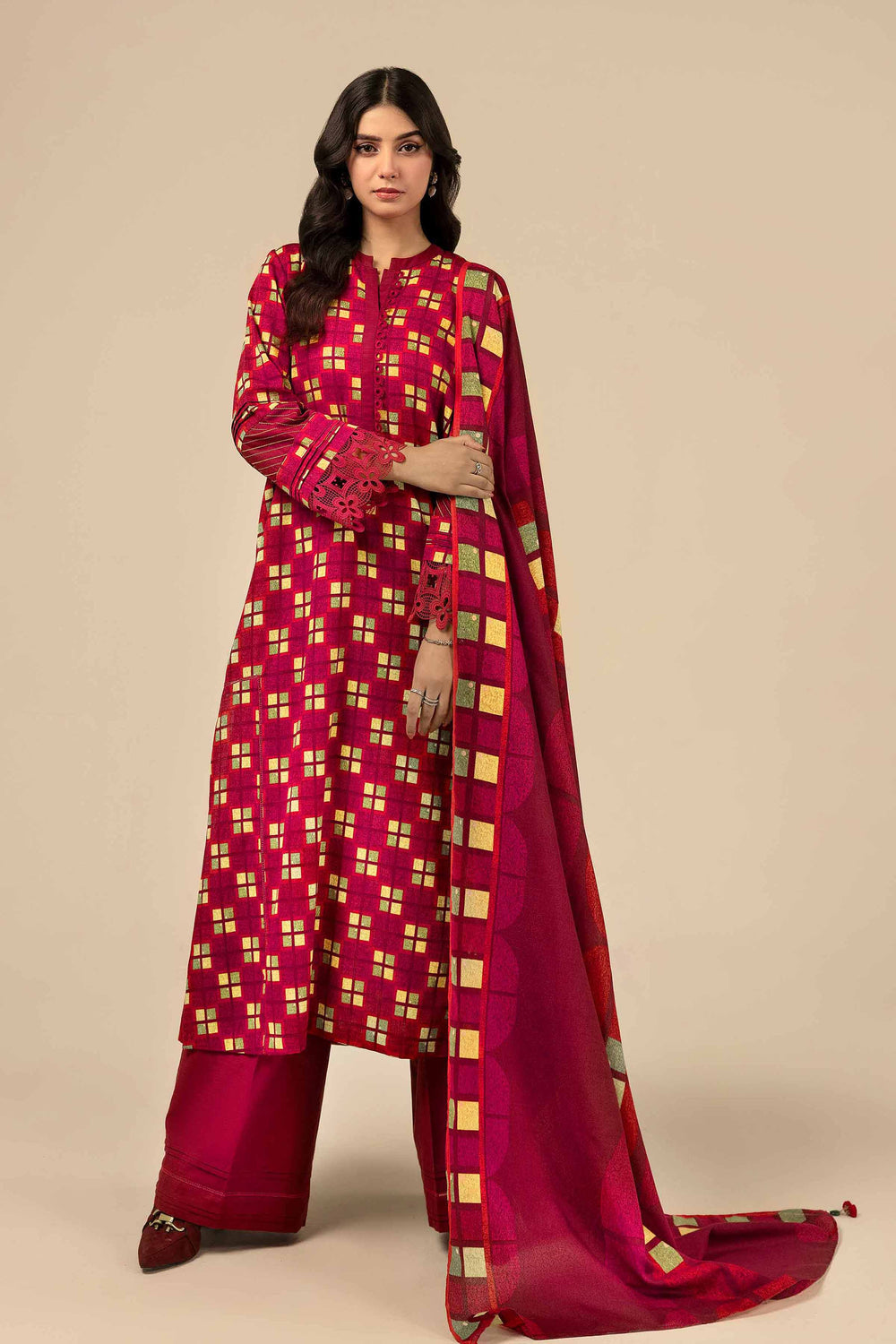 Nishat Unstitched Printed Khaddar 3pc