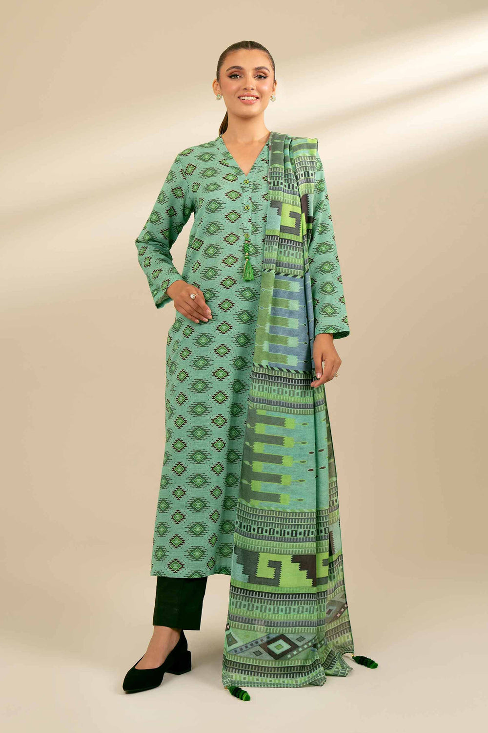 Nishat Unstitched Printed Khaddar 3pc
