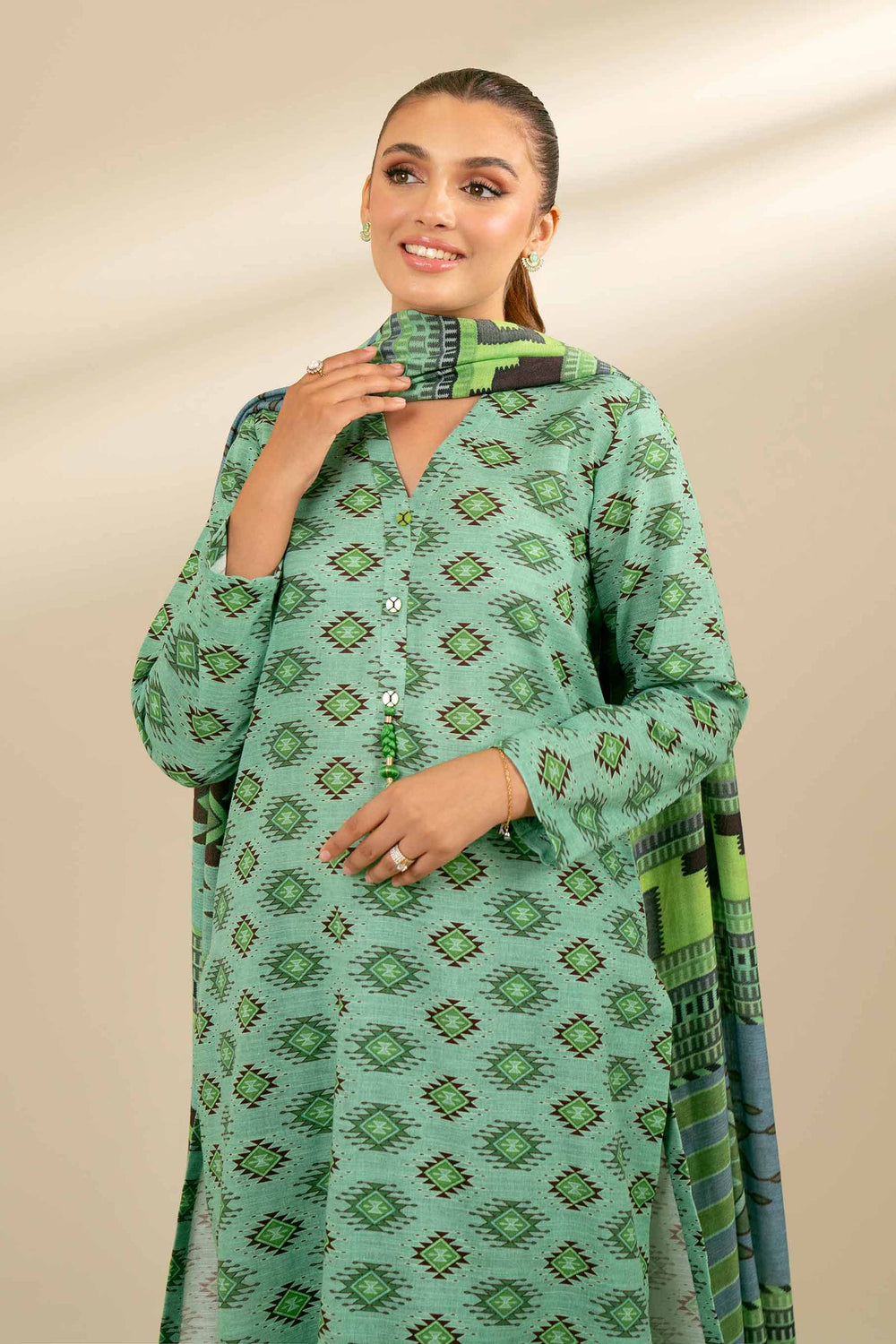 Nishat Unstitched Printed Khaddar 3pc