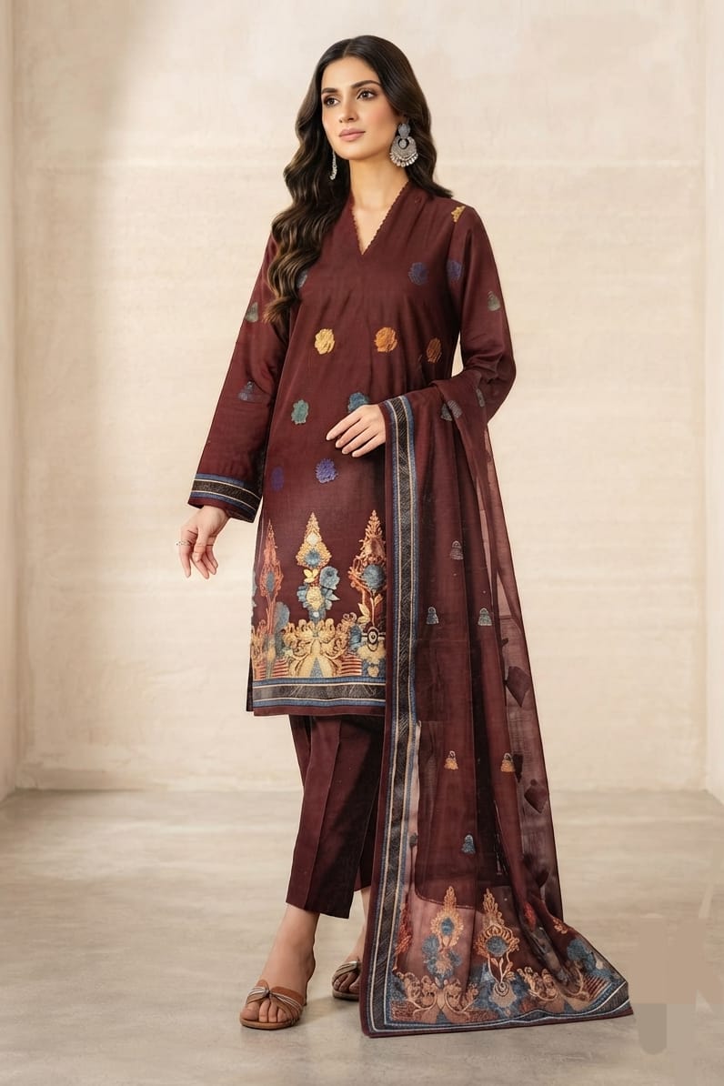 Saya Unstitched Printed Jacquard 3pc