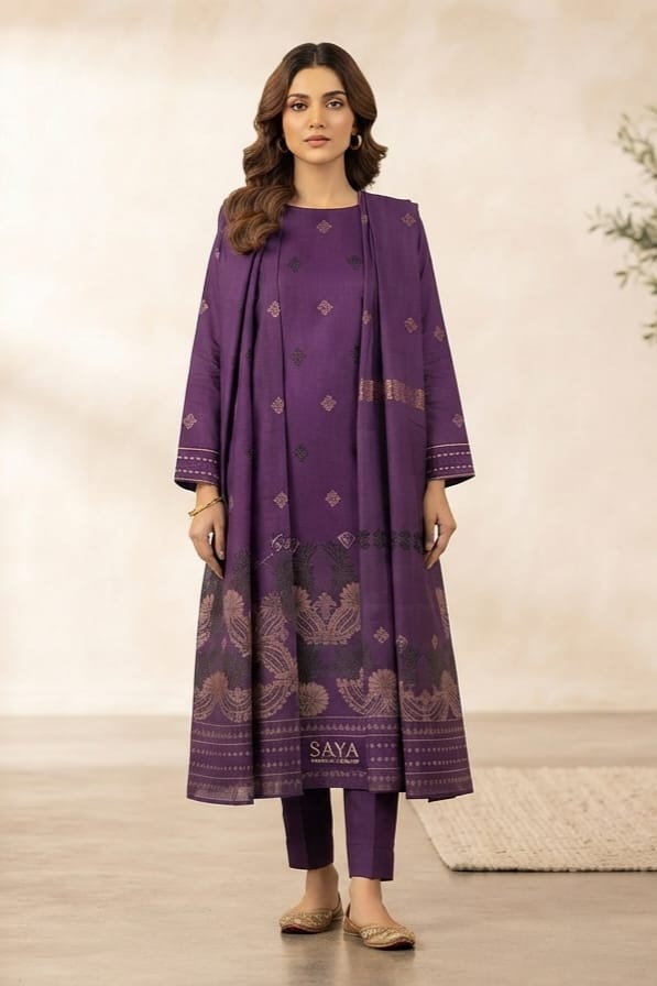 Saya Unstitched Printed Jacquard 3pc