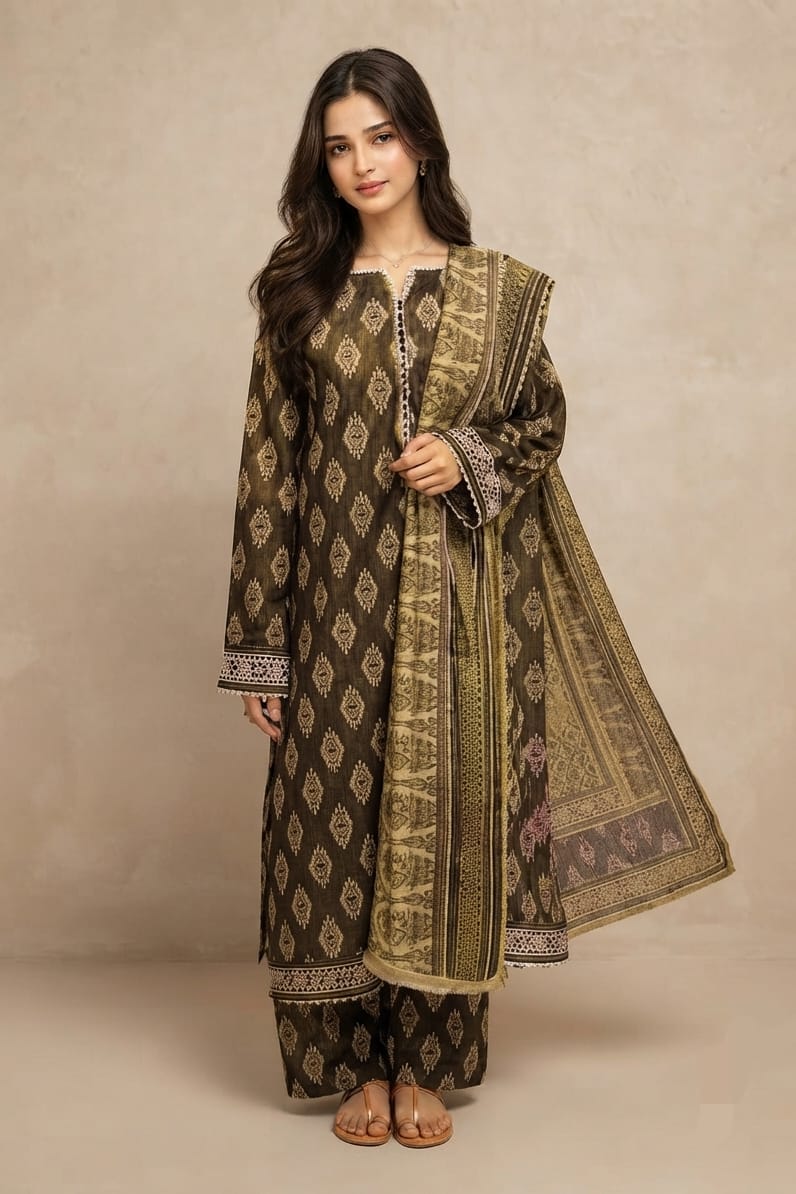 Beech Tree Unstitched Printed Khaddar 3pc